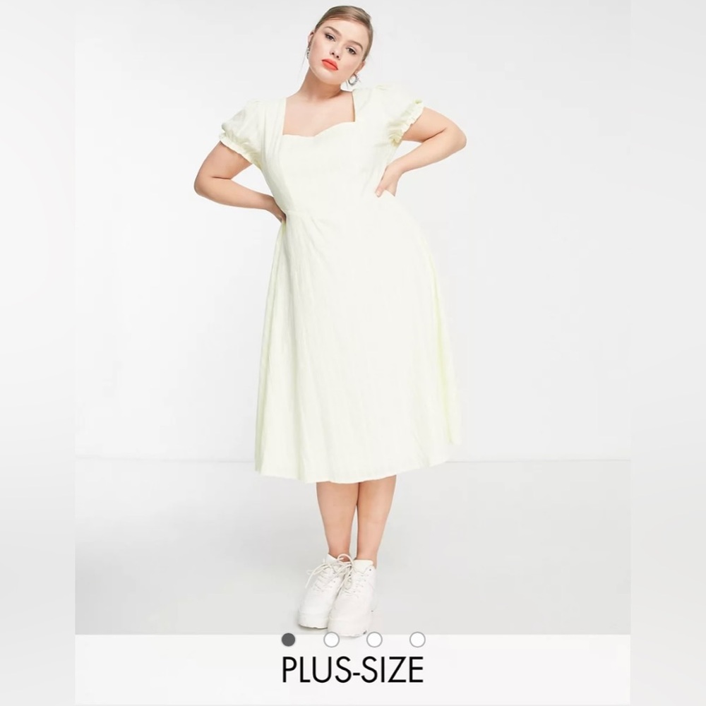 Daisy Street Plus milkmaid midi dress with waist detail in yellow ASOS 14